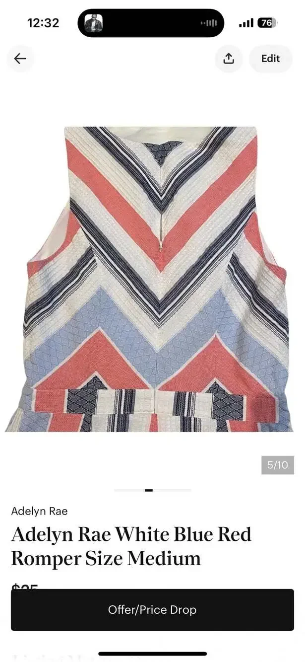 Adelyn Rae Striped Chevron Romper Size Medium - Picture 7 of 10